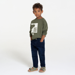 بنطلون جينز ضيق من قماش الدنيم الخام باللون الأزرق الداكن للأولاد